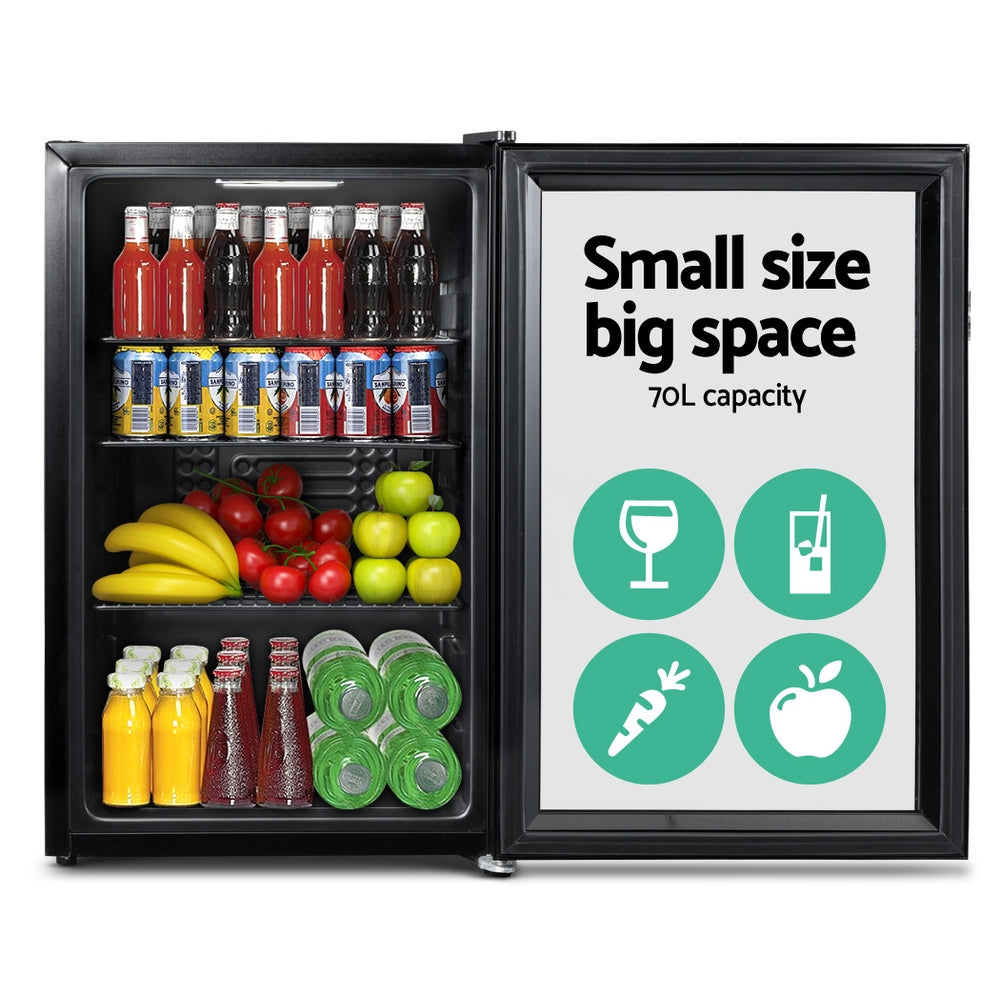 NNEDSZ 70L Bar Fridge Glass Door Mini Countertop Freezer Fridges Bottle Cooler
