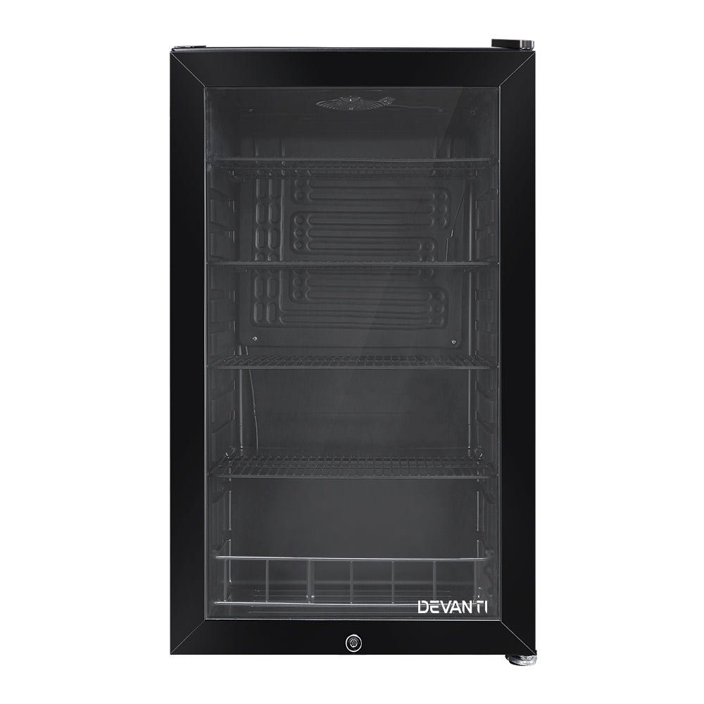 NNEDSZ 98L Bar Fridge Glass Door Mini Freezer Fridges Countertop Beverage Commercial