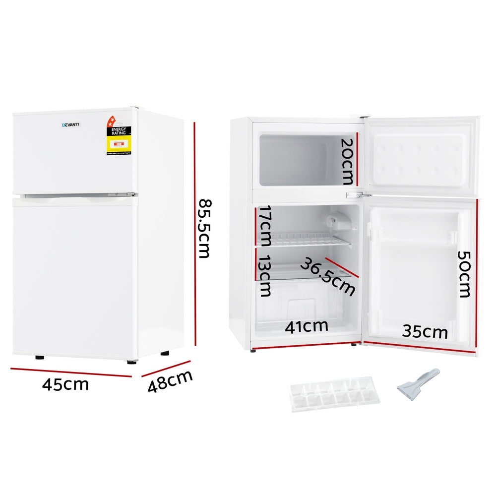 NNEDSZ Devanti 80L Bar Fridge Mini Freezer Refrigerator White