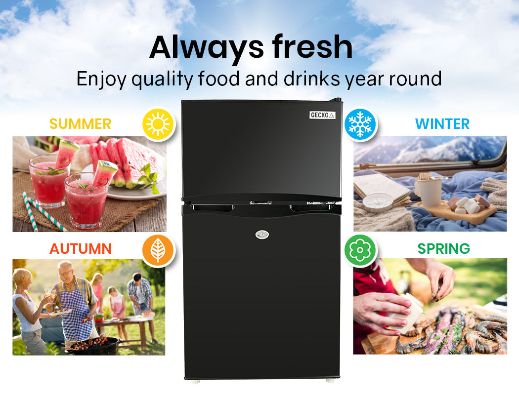 NNEMB 95L Portable Upright Fridge 12V/24V/240V for Motorhome-Caravan-Black