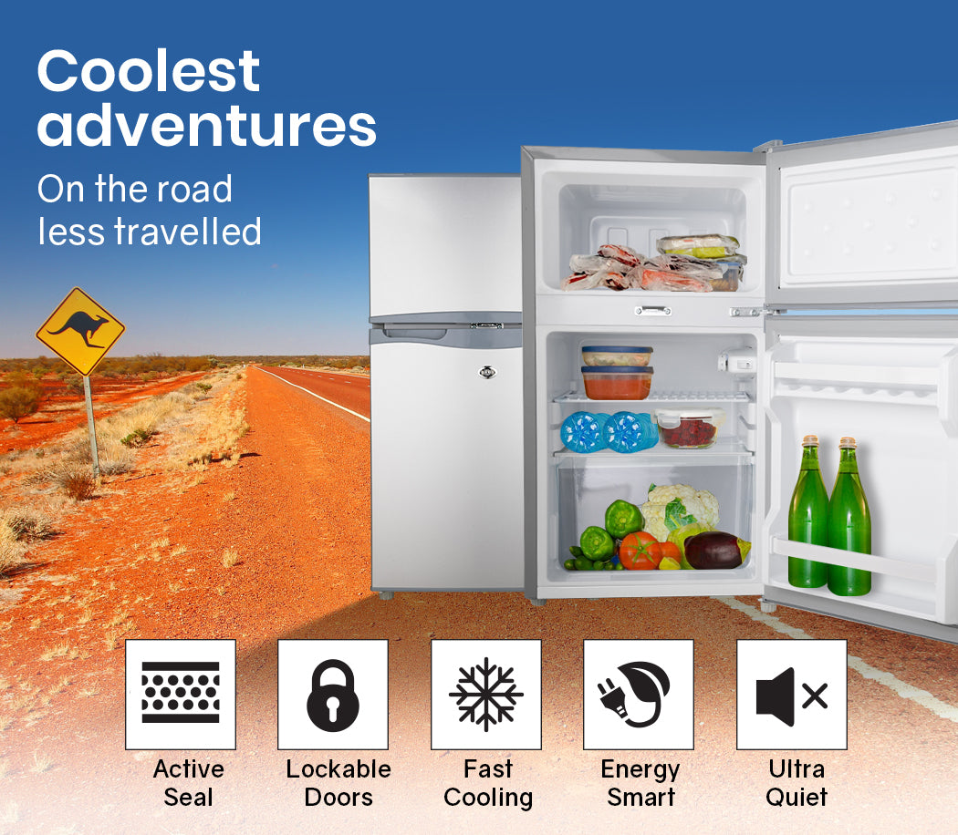 NNEMB 95L Portable Upright Fridge Refrigerator 12V/24V/240V for Motorhome-Caravan