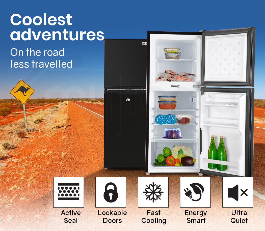 NNEMB 125L Portable Upright Fridge 12V/24V/240V for Motorhome and Caravan-Black