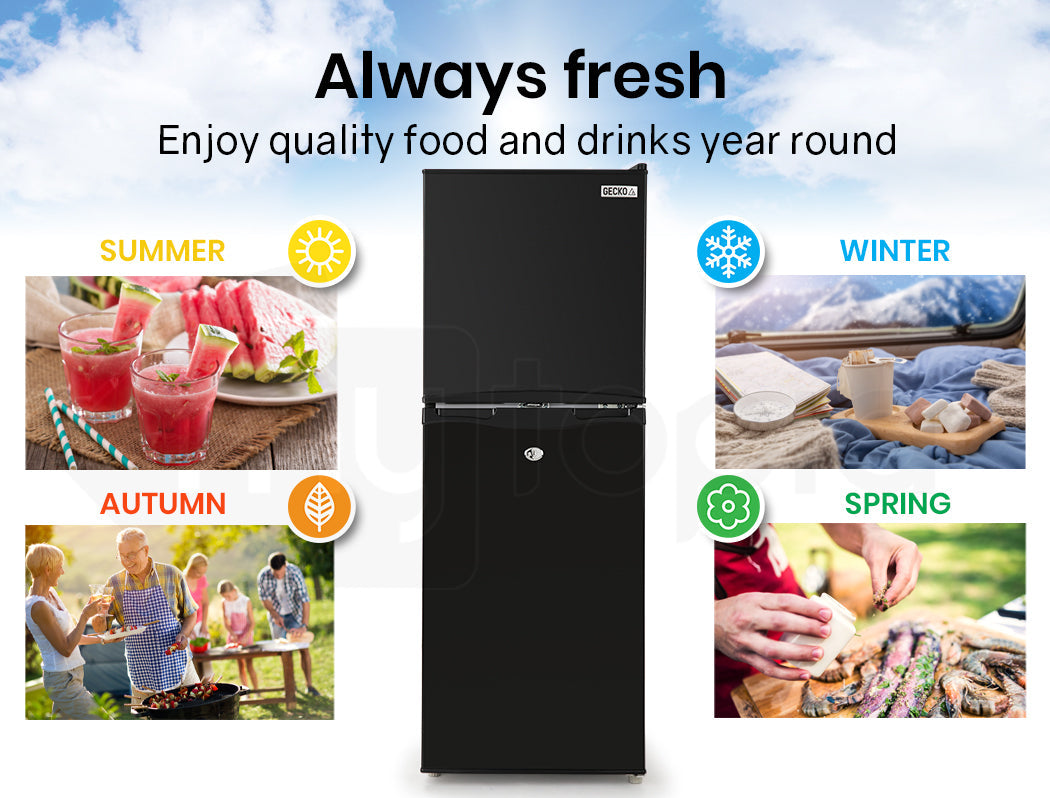 NNEMB 125L Portable Upright Fridge 12V/24V/240V for Motorhome and Caravan-Black
