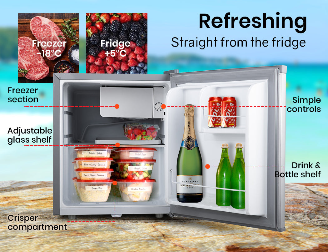 NNEMB 57L Portable Camping Bar Fridge with Freezer 12V/24V/240V