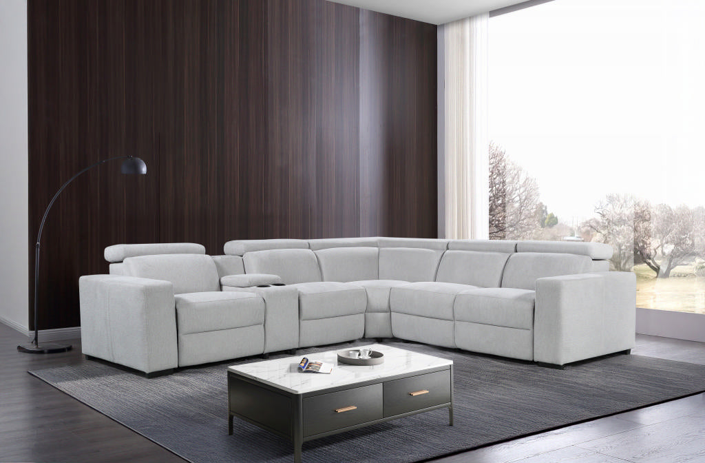 Belair Nappa Electric Recliner Corner Lounge with Storage Console