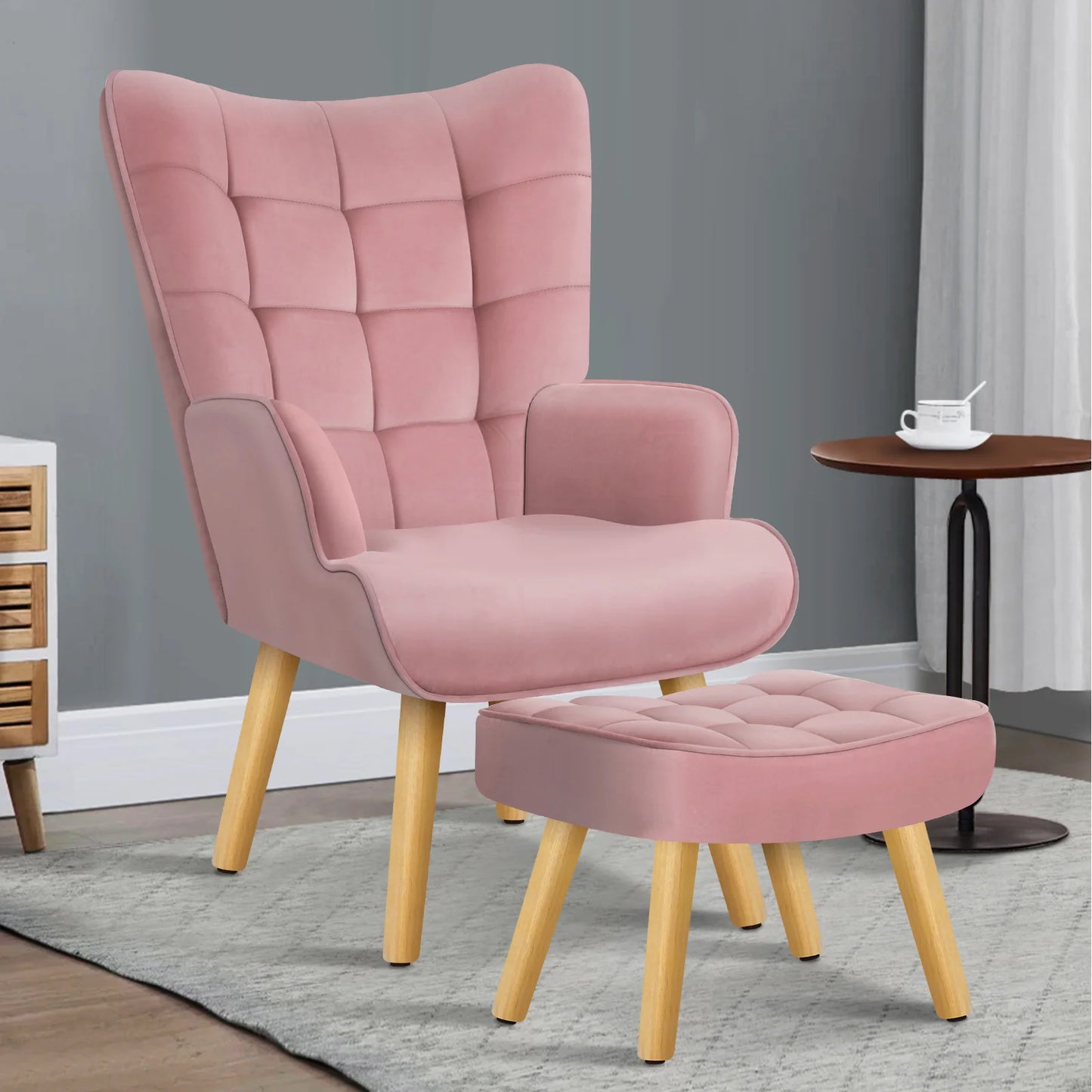 Valencia Fabric Armchair with Ottoman