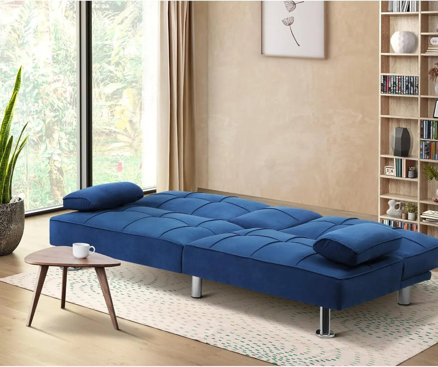 Klyne 3 Seater Fabric Sofa Bed with Cupholders