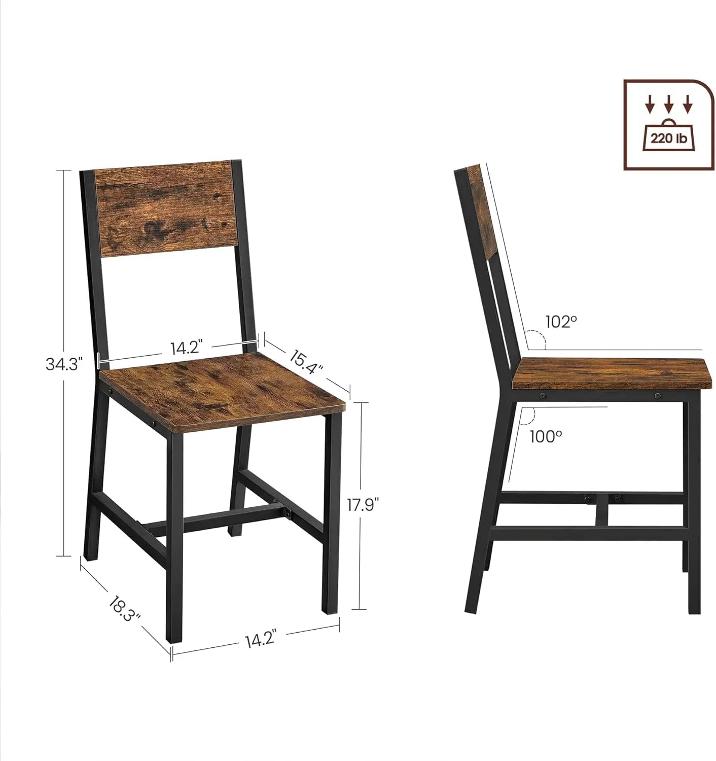 2x Eastwood Rustic Dining Chairs