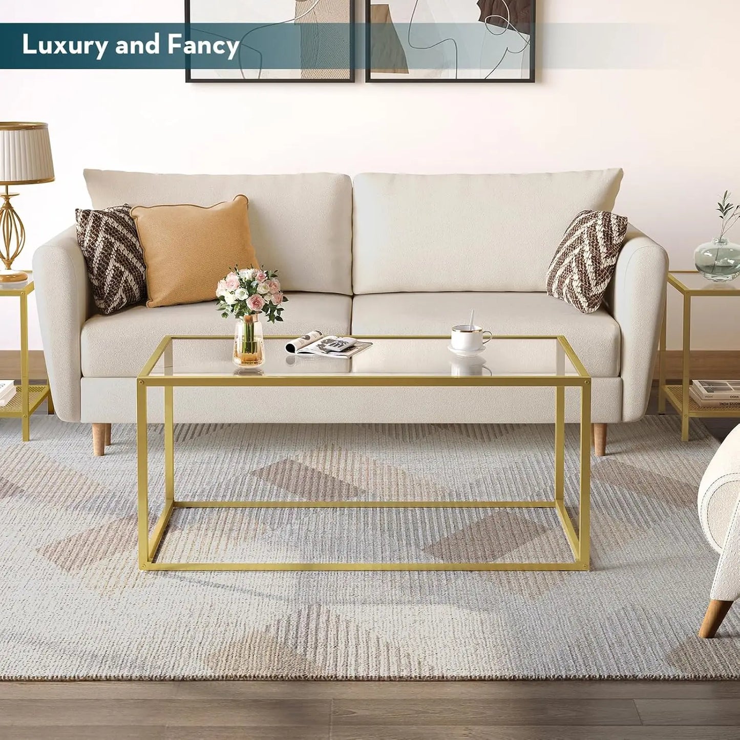Harbor Glass Gold Frame Coffee Table
