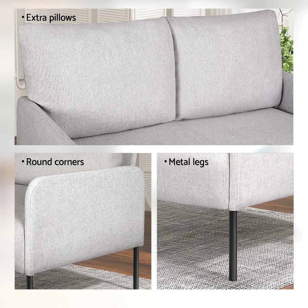 Evelyn 2 Seater Armchair Linen Fabric Grey