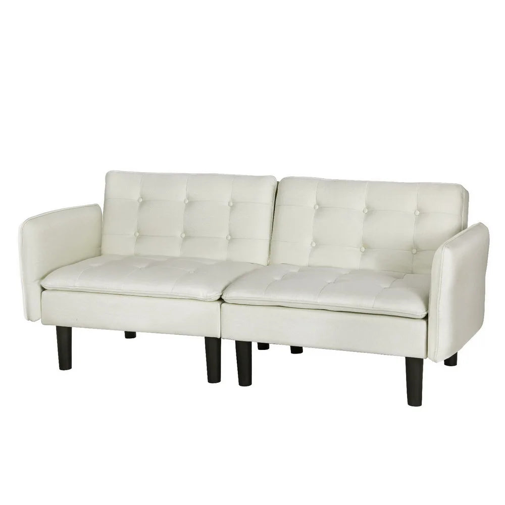 Arlo 3 Seater Button Sofa Bed Faux Linen Beige