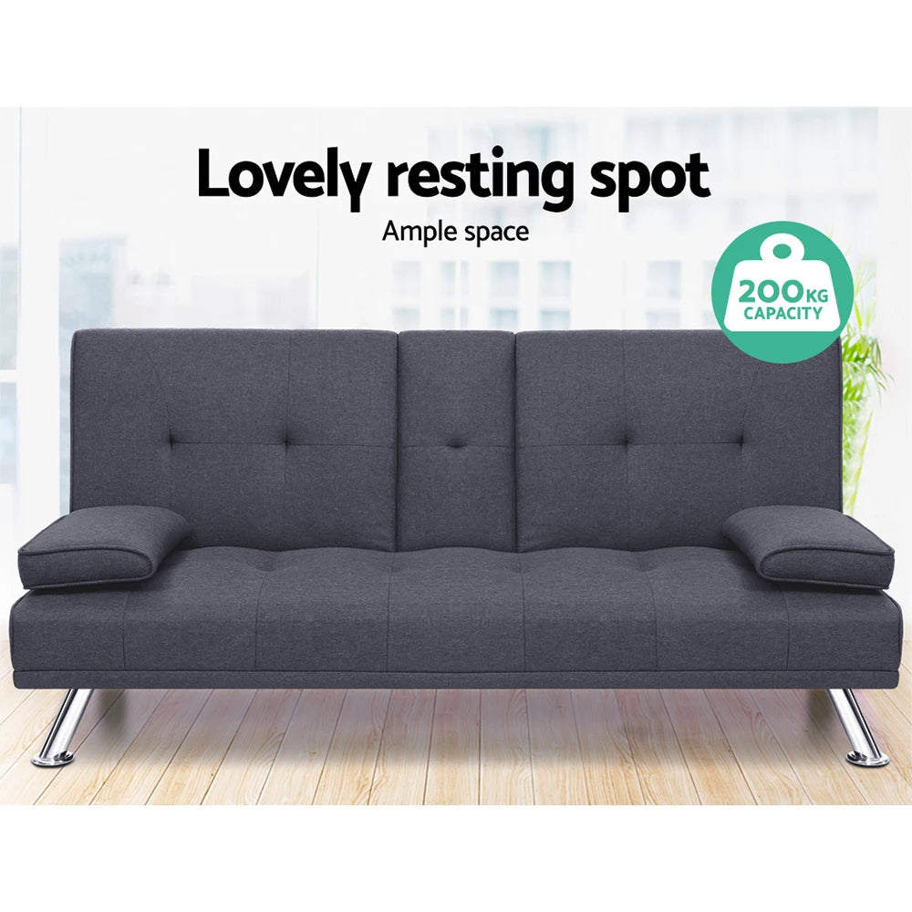 Vantura 3 Seater Fabric Dark Grey Sofa Bed