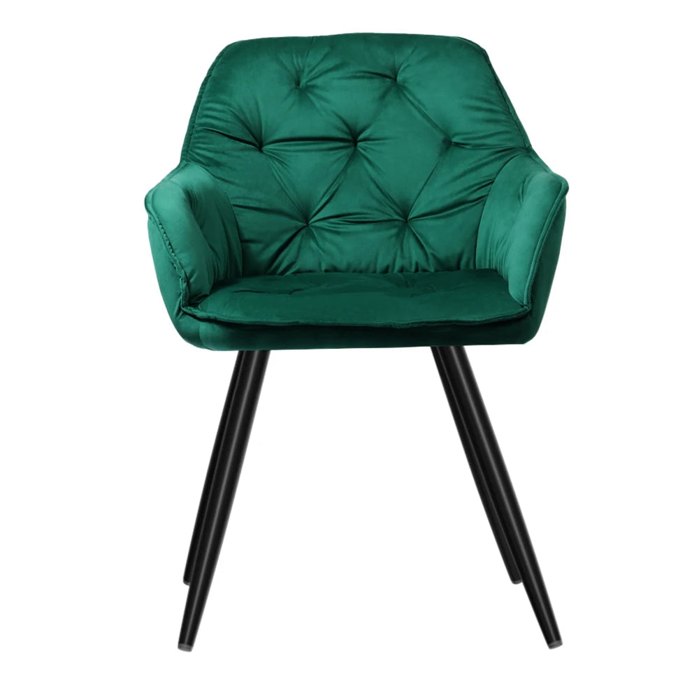 Arden Velvet Diamond Tufted Dining Chair - Set of 2
