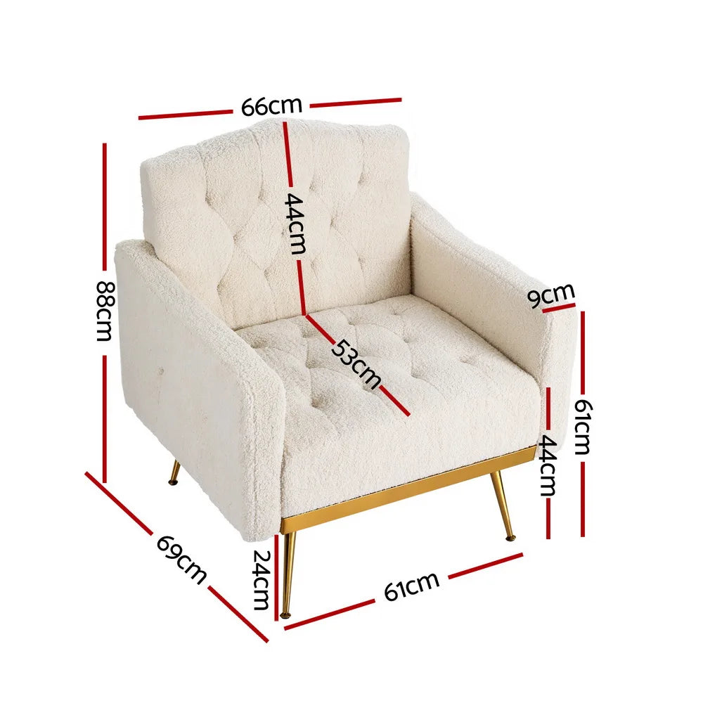 Kingsley Boucle Fabric White Armchair