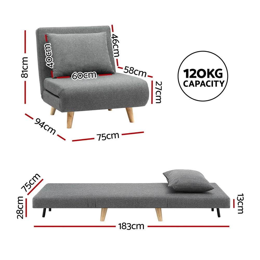 Nori Fabric Single Seater Sofa Bed