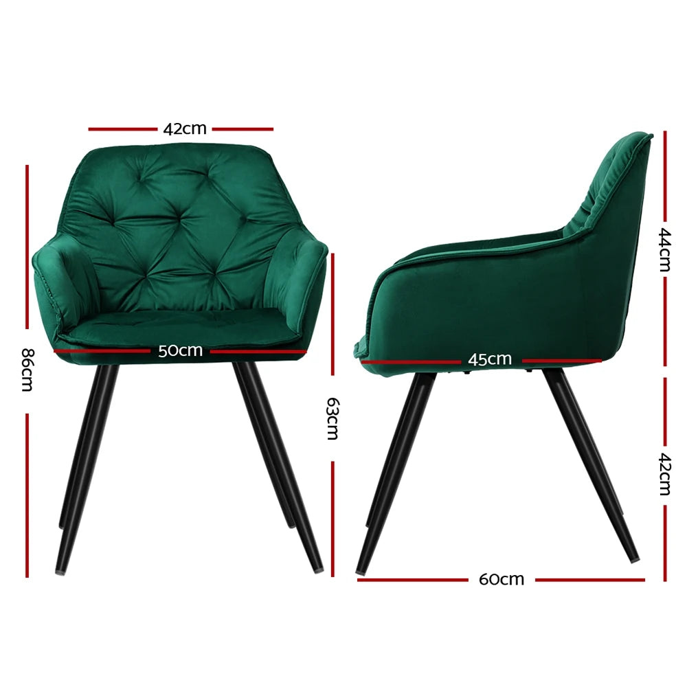 Arden Velvet Diamond Tufted Dining Chair - Set of 2