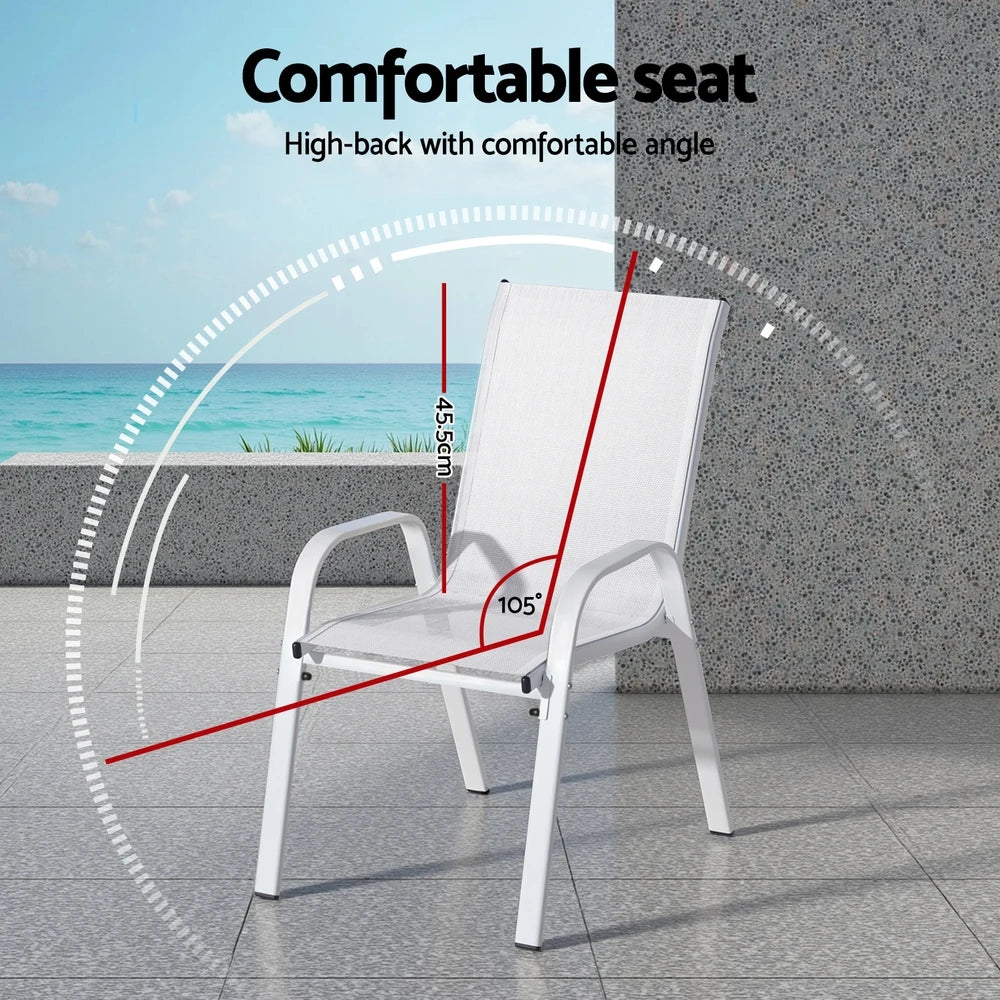 Auri White Stackable Outdoor Chair - Set of 4