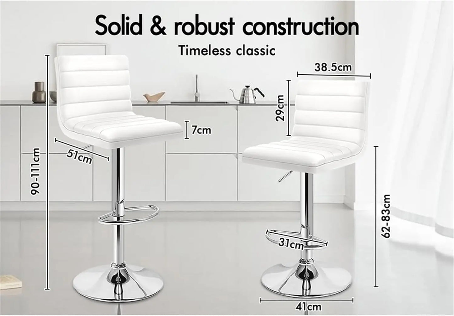 2x Toby Adjustable Bar Stool