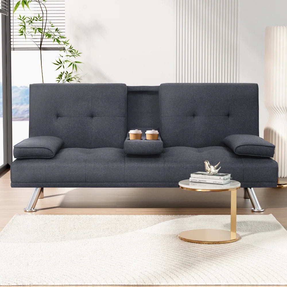 Vantura 3 Seater Fabric Dark Grey Sofa Bed