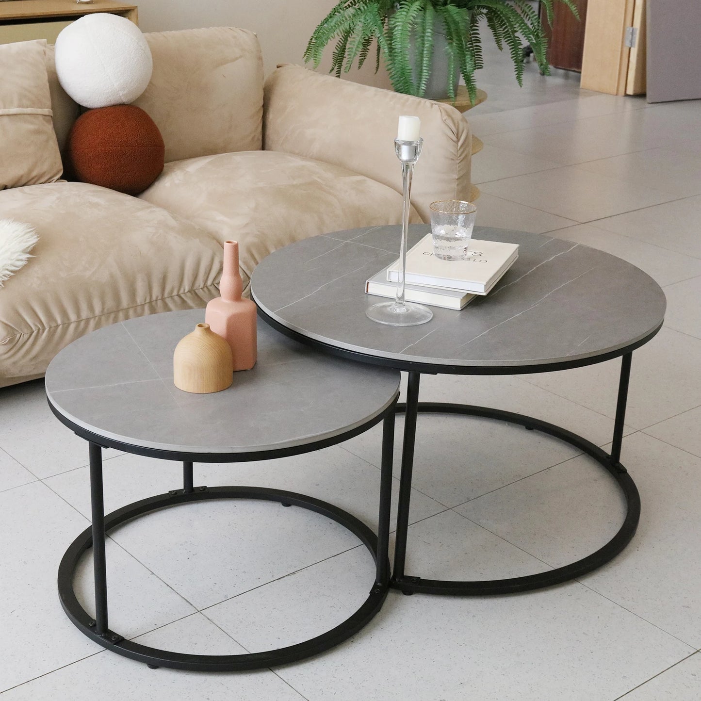 Elena 2 Dark Grey Round Coffee Table