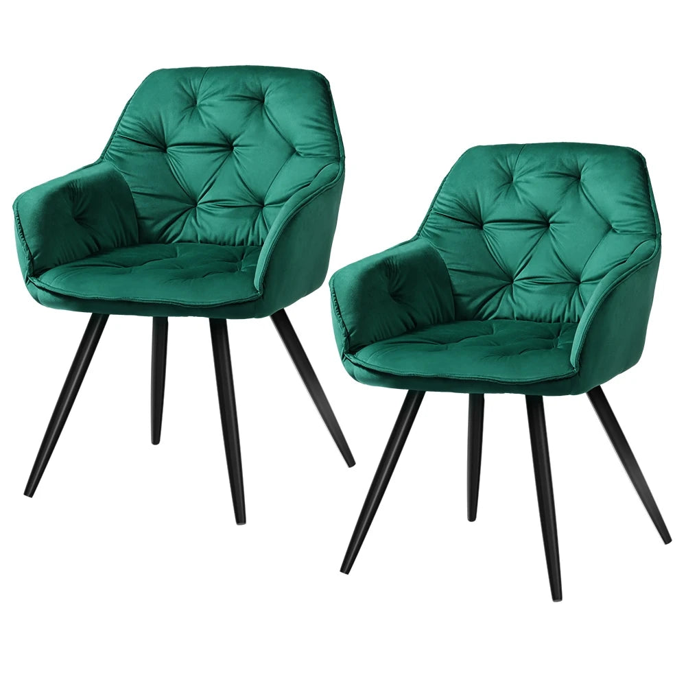 Arden Velvet Diamond Tufted Dining Chair - Set of 2