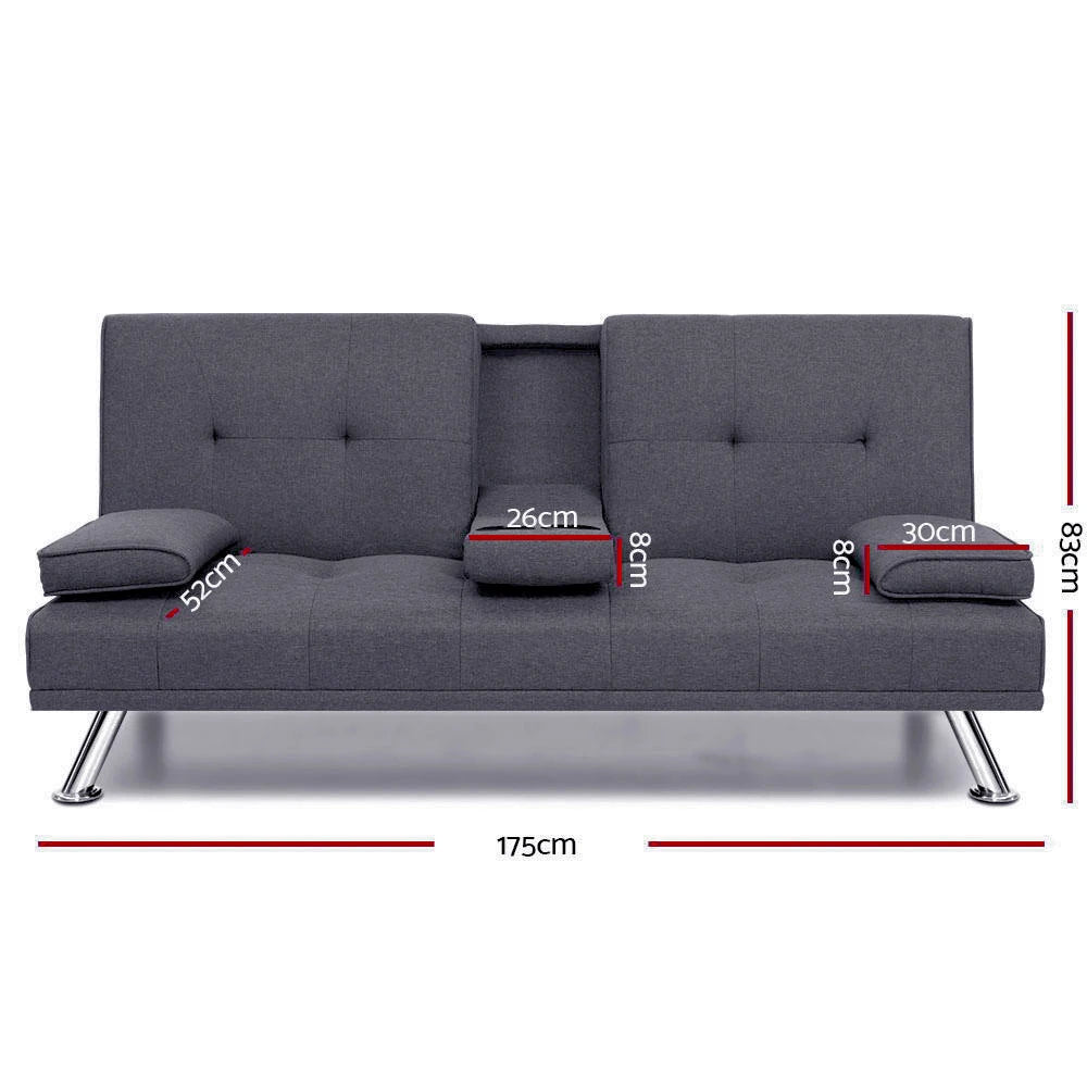 Vantura 3 Seater Fabric Dark Grey Sofa Bed