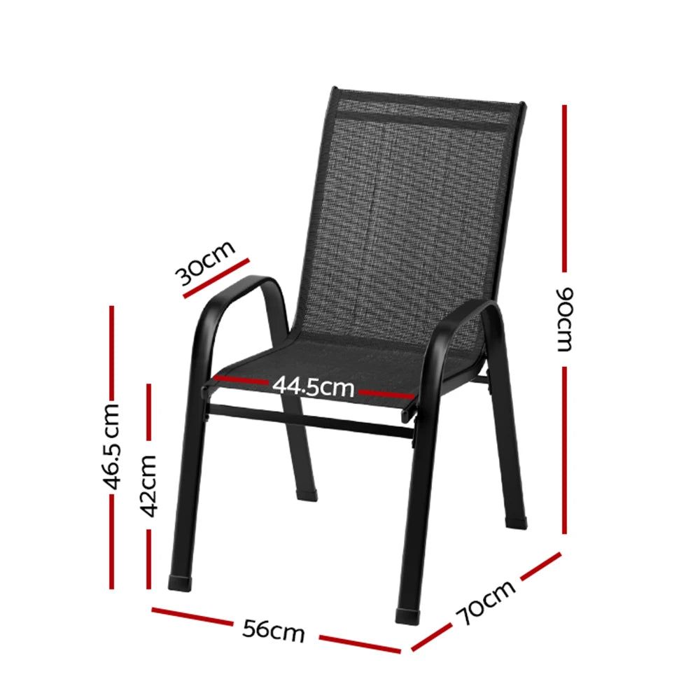 Auri Black Stackable Outdoor Chair - Set of 2