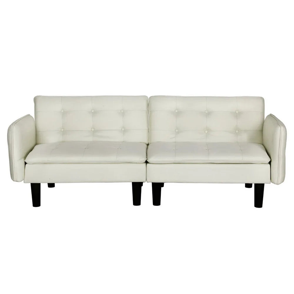 Arlo 3 Seater Button Sofa Bed Faux Linen Beige