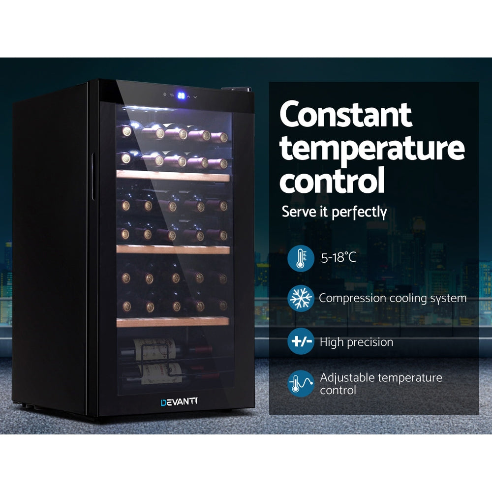 NNEDSZ 34 Bottles Wine Cooler Compressor Chiller Beverage Fridge