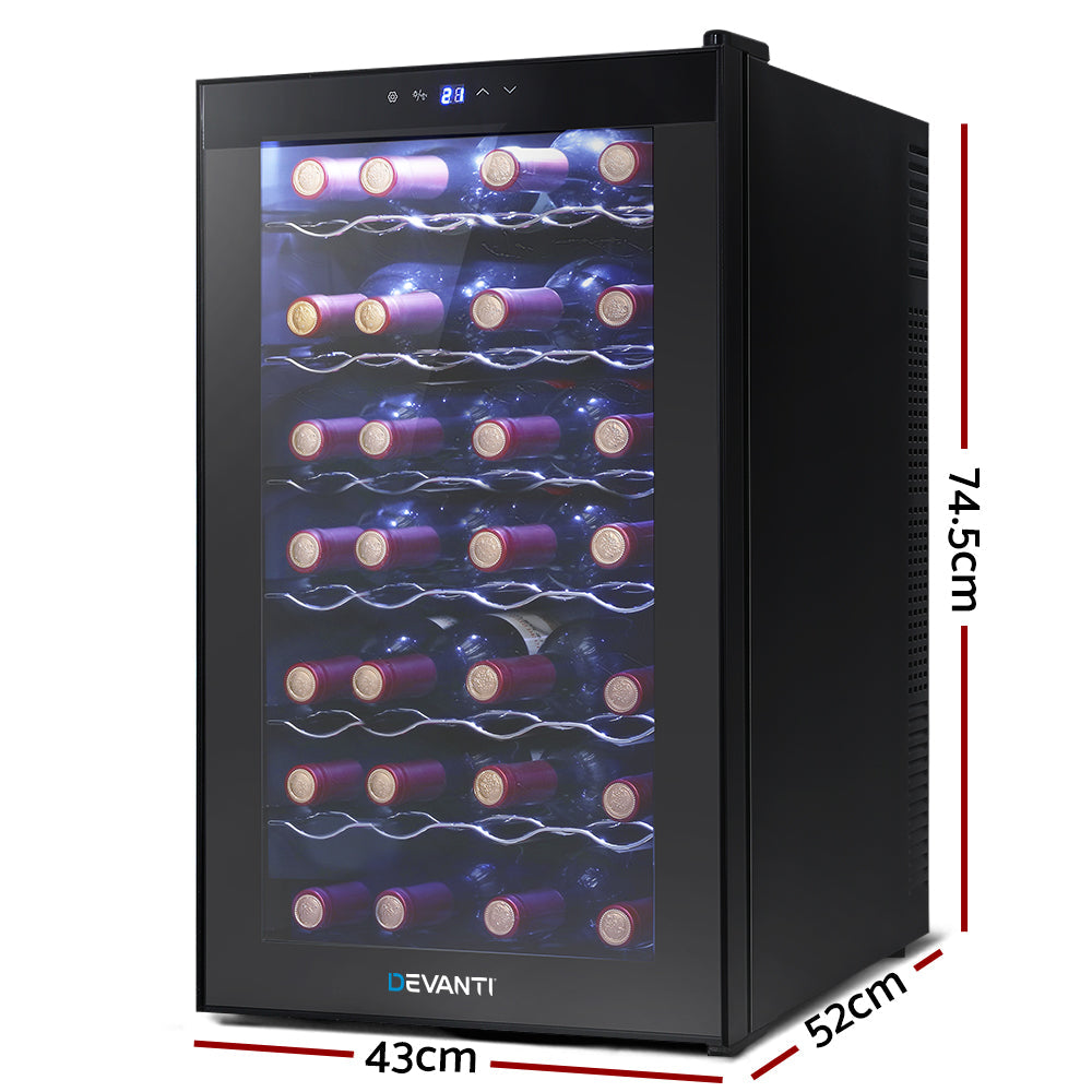 NNEDSZ Wine Cooler 28 Bottles Glass Door Beverage Cooler Thermoelectric Fridge Black