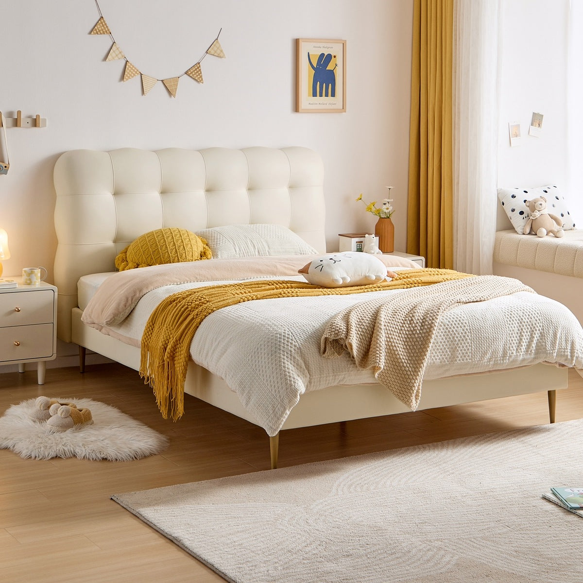 Ollie Cream Bubble Bed and Mattress for Children-3