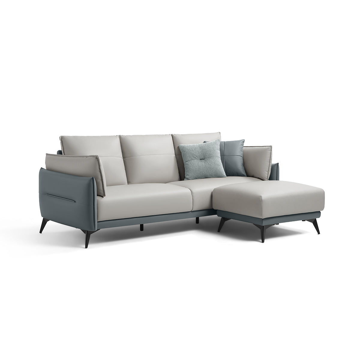 Palermo Italian 3-seater Minimalist Style Sofa with Ottoman-3