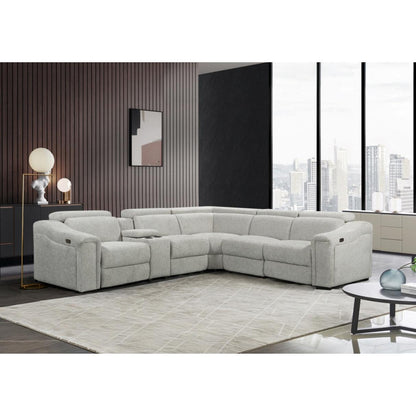 Liora Electric Recliner Fabric Corner Lounge with Cupholders & Console