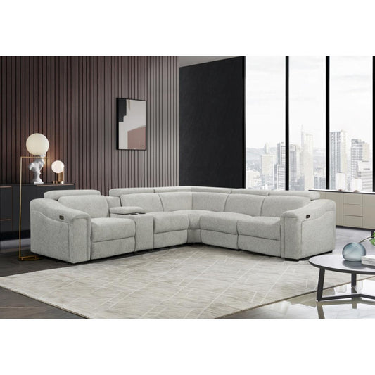 Liora Electric Recliner Fabric Corner Lounge with Cupholders & Console