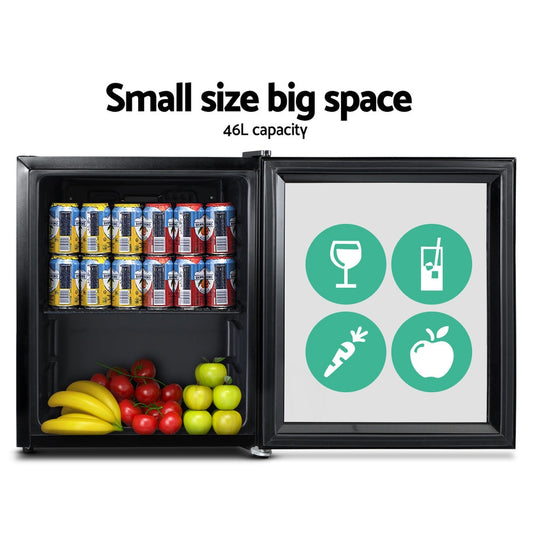 NNEDSZ 46L Glass Door Bar Fridge Mini Countertop Freezer Fridges Bottle Cooler