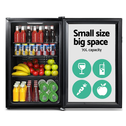 NNEDSZ 70L Bar Fridge Glass Door Mini Countertop Freezer Fridges Bottle Cooler