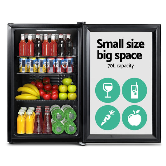 NNEDSZ 70L Bar Fridge Glass Door Mini Countertop Freezer Fridges Bottle Cooler