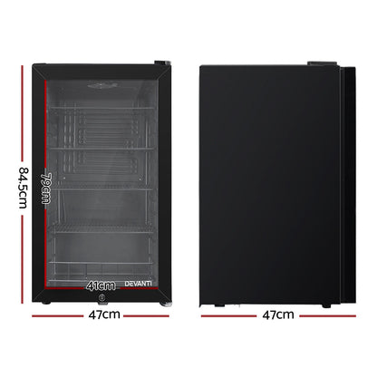 NNEDSZ 98L Bar Fridge Glass Door Mini Freezer Fridges Countertop Beverage Commercial
