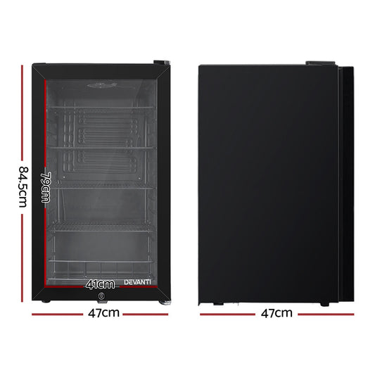 NNEDSZ 98L Bar Fridge Glass Door Mini Freezer Fridges Countertop Beverage Commercial