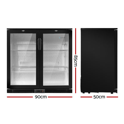 NNEDSZ Bar Fridge 2 Glass Door Commercial Display Freeer Drink Beverage Cooler Black