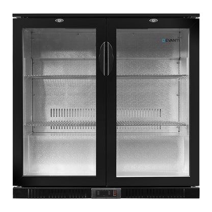NNEDSZ Bar Fridge 2 Glass Door Commercial Display Freeer Drink Beverage Cooler Black
