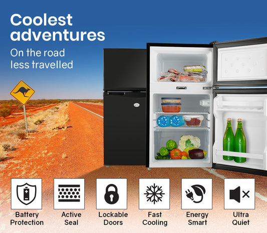 NNEMB 95L Portable Upright Fridge 12V/24V/240V for Motorhome-Caravan-Black