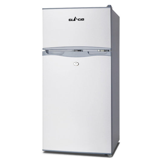 NNEDSZ 100L Portable Fridge Bar Freezer Cooler Upright 12V/24V/240V Caravan Car Silver
