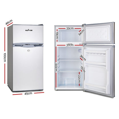 NNEDSZ 100L Portable Fridge Bar Freezer Cooler Upright 12V/24V/240V Caravan Car Silver