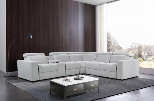 Belair Nappa Electric Recliner Corner Lounge with Storage Console