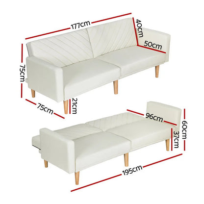 Arlo 3 Seater Sofa Bed Soft Faux Linen -Beige