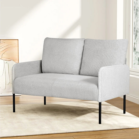 Evelyn 2 Seater Armchair Linen Fabric  Grey