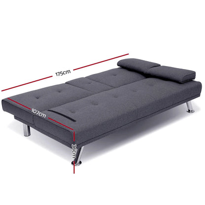 Vantura 3 Seater Fabric Dark Grey Sofa Bed
