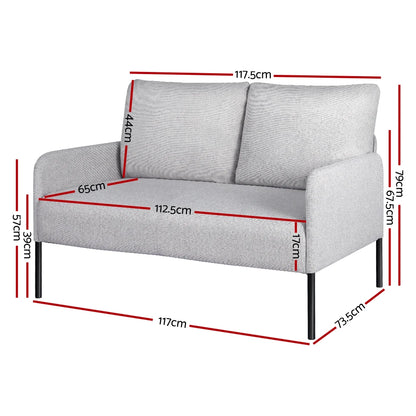 Evelyn 2 Seater Armchair Linen Fabric  Grey