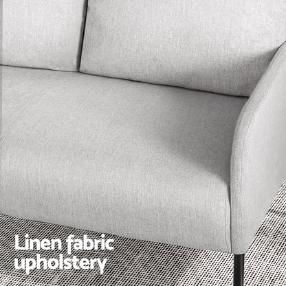 Evelyn 2 Seater Armchair Linen Fabric  Grey